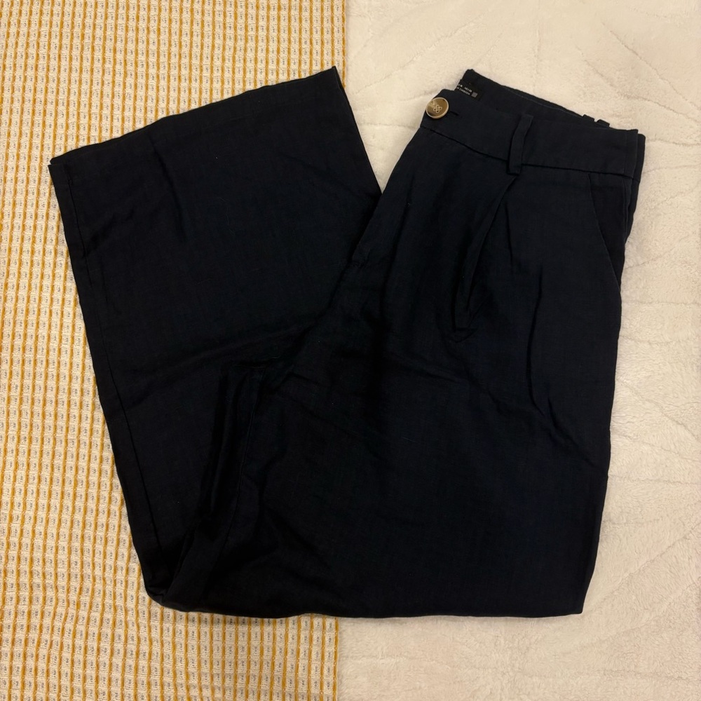 Zara Linen Pants - Wide Leg Cropped